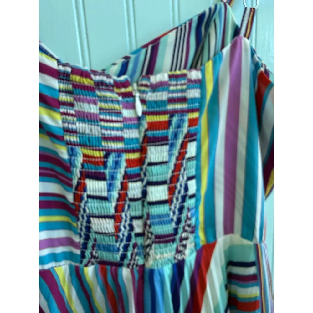 Parker Multicolor Pleated Midi Fit and Flare Dress Sweetheart Neckline Size‎ 2